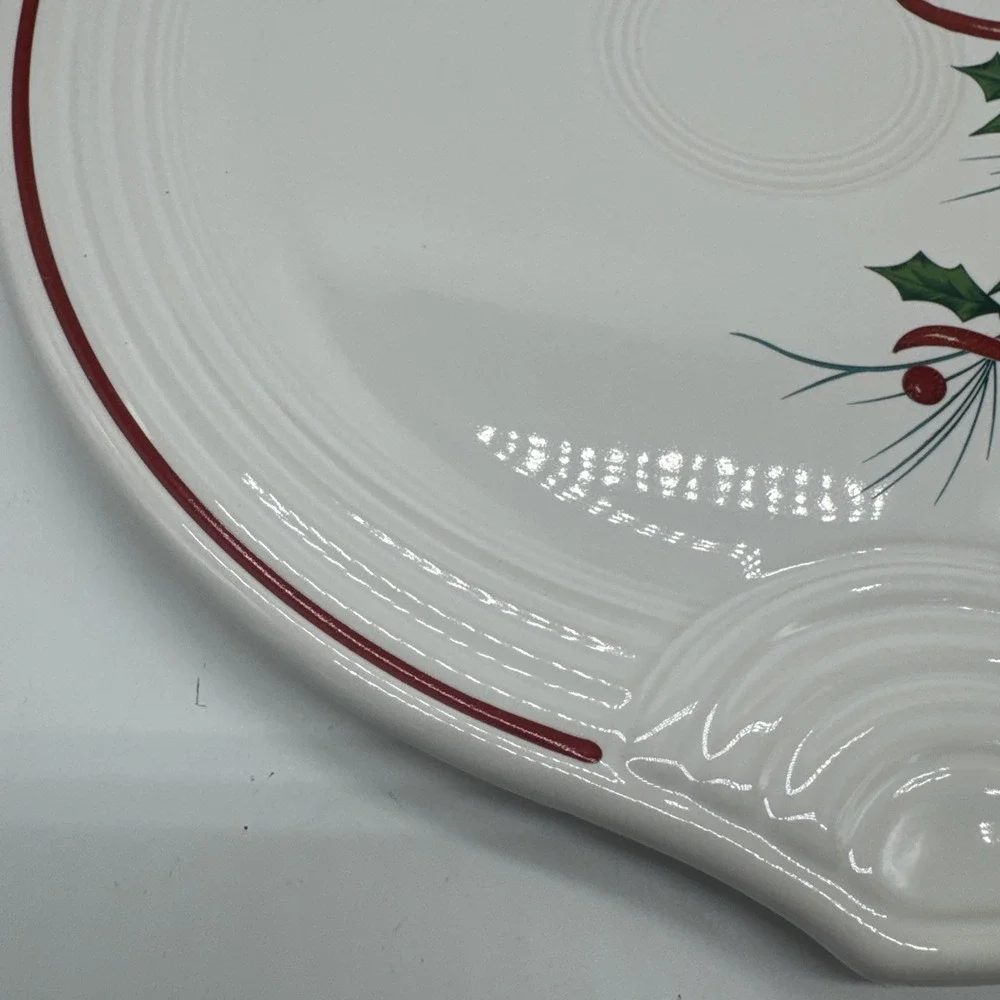 Fiesta Round Serving Tray Holiday Holly Red Ribbon Excellent First Quality New